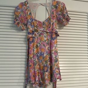 Hello Molly Floral faux wrap mini dress